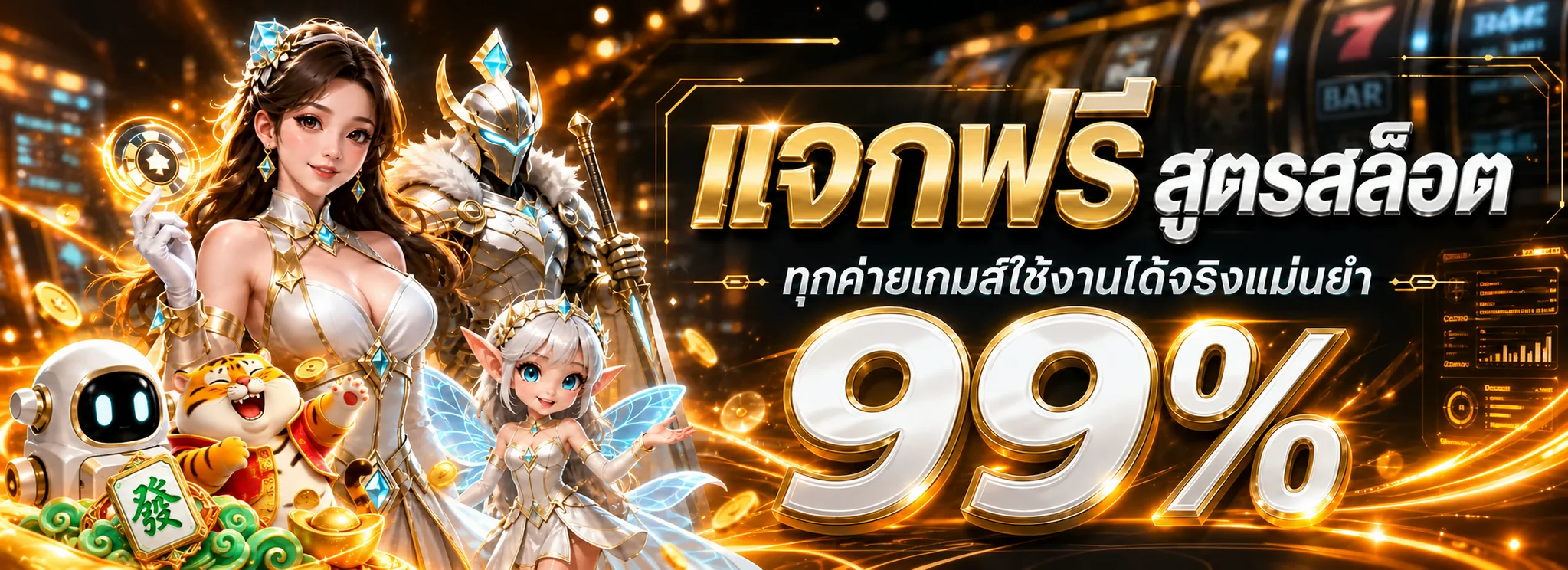 แบนเนอร์ UFA7DAY สูตรสล็อตและตัวละครเกมโทนทอง